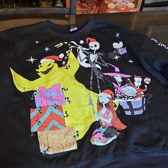 Disney Black Sweatshirt with Colorful Halloween Characters - Picture 1 of 5